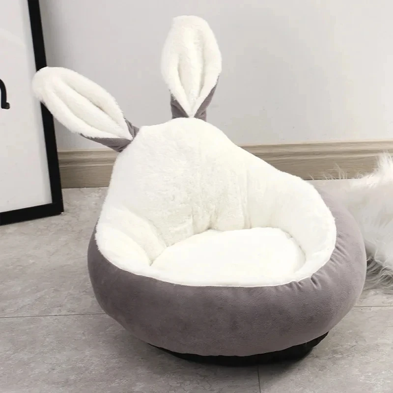 Cama bonita con Orejas de conejo para perros y gatos, estera cálida para invierno, cojín para perros, perrera peluda para cachorros, cama para dormir para gatos, artículos para nido para mascotas de animales pequeños y medianos - imagen 5