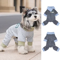Pijamas con capucha rayada para perros Chihuahua – Overol azul marino
