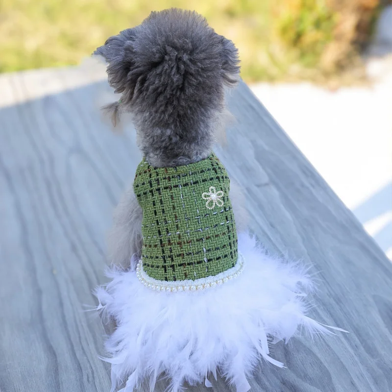 Vestido de plumas para perros, vestido formal para mascotas, vestido de noche para perros, falda de plumas, vestido de fiesta de cumpleaños para perros y vestido de vacaciones, ropa para mascotas - imagen 3