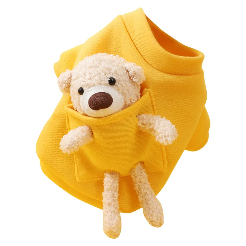 Pet Dog Cute Bear Hoodie Spring and Autumn Teddy Small Dog Pet Winter Plush Warm Two Leg Clothes Puppy Clothes - imagen 5
