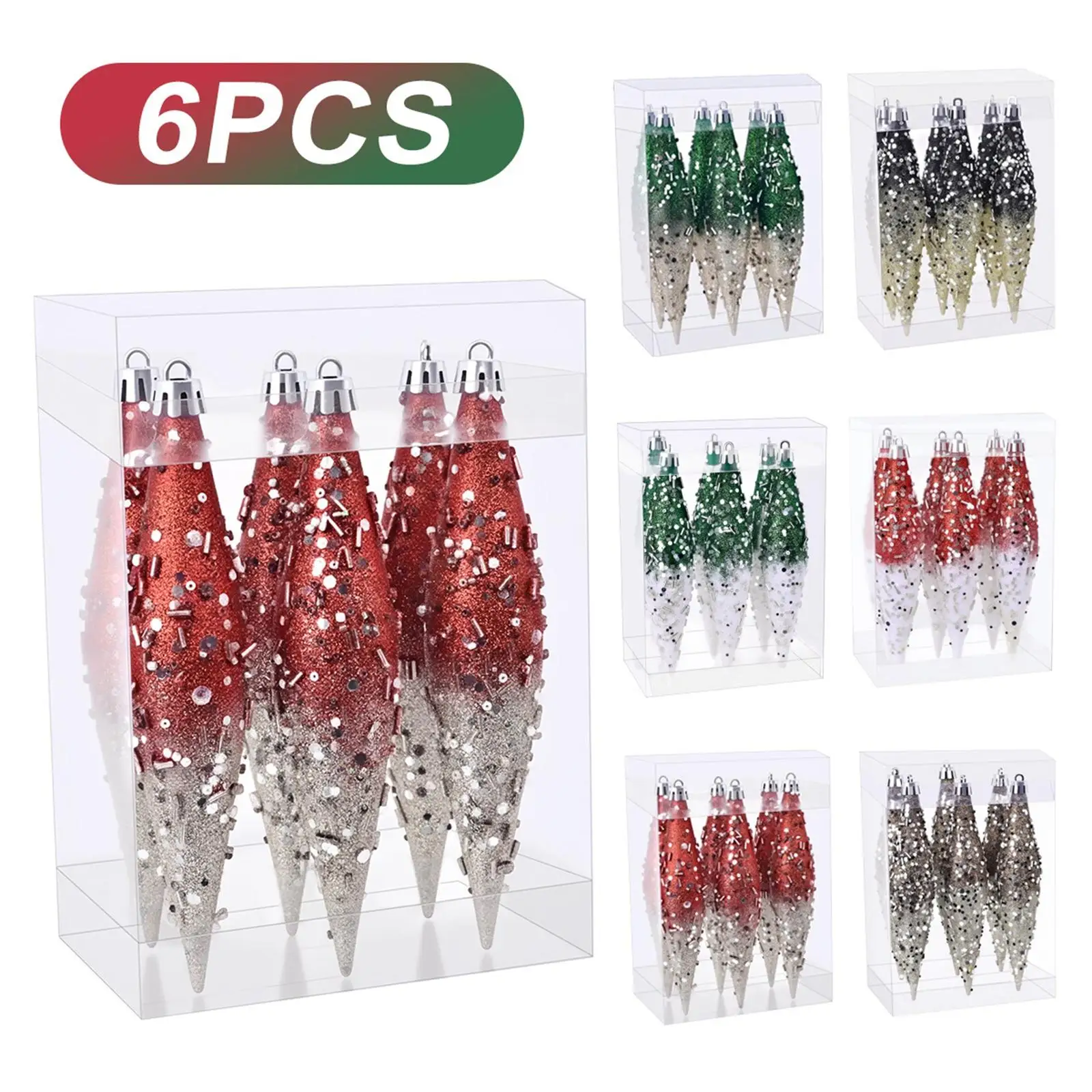 6 Pieces Christmas Droplet Hanging Ornaments Party Favor DIY