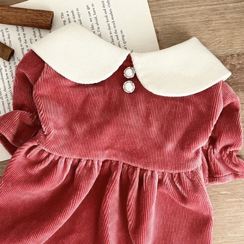 Moda Winte, ropa cálida para perros, vestido de princesa para cachorros, vestido de pana de peluche, ropa cálida maltesa de Pomerania para perros y mujeres - imagen 5