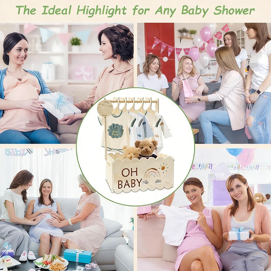 Cesta de madera para baby shower – Regalo multiusos para recién nacido - imagen 3
