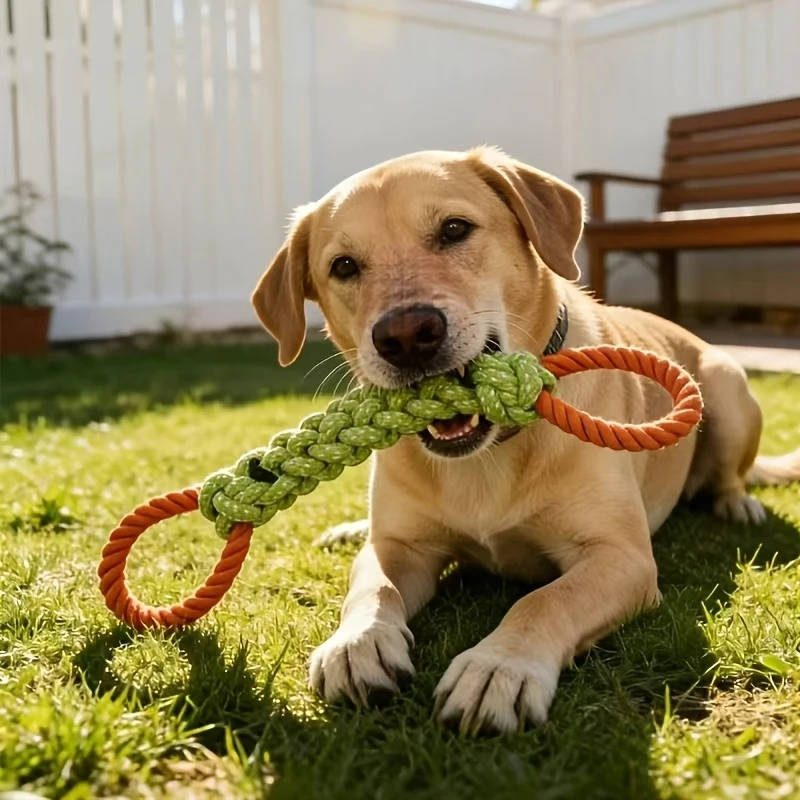 Juguete dental trenzado para perros – Cuerda natural para masticar - imagen 3
