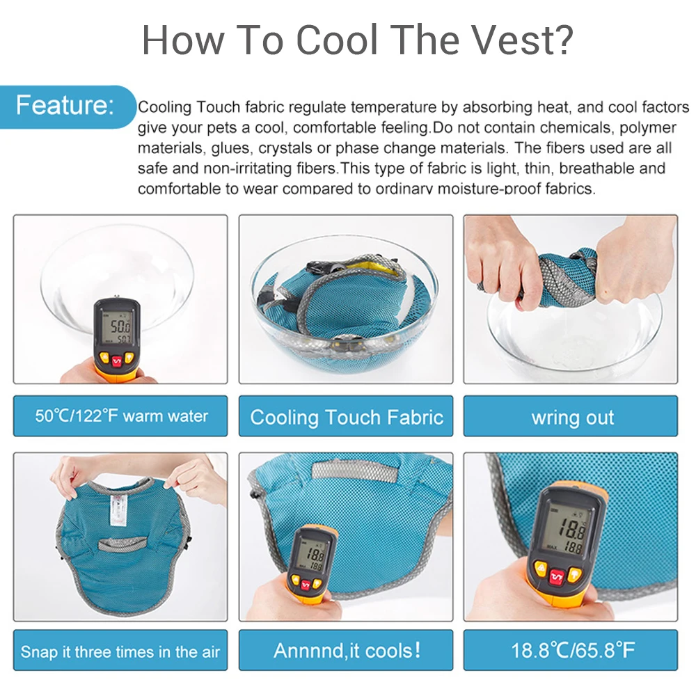 Chaleco refrescante de verano para perros, chaqueta para perros con tecnología de microfibra fría evaporativa, camisa de protección UV ajustable - imagen 4