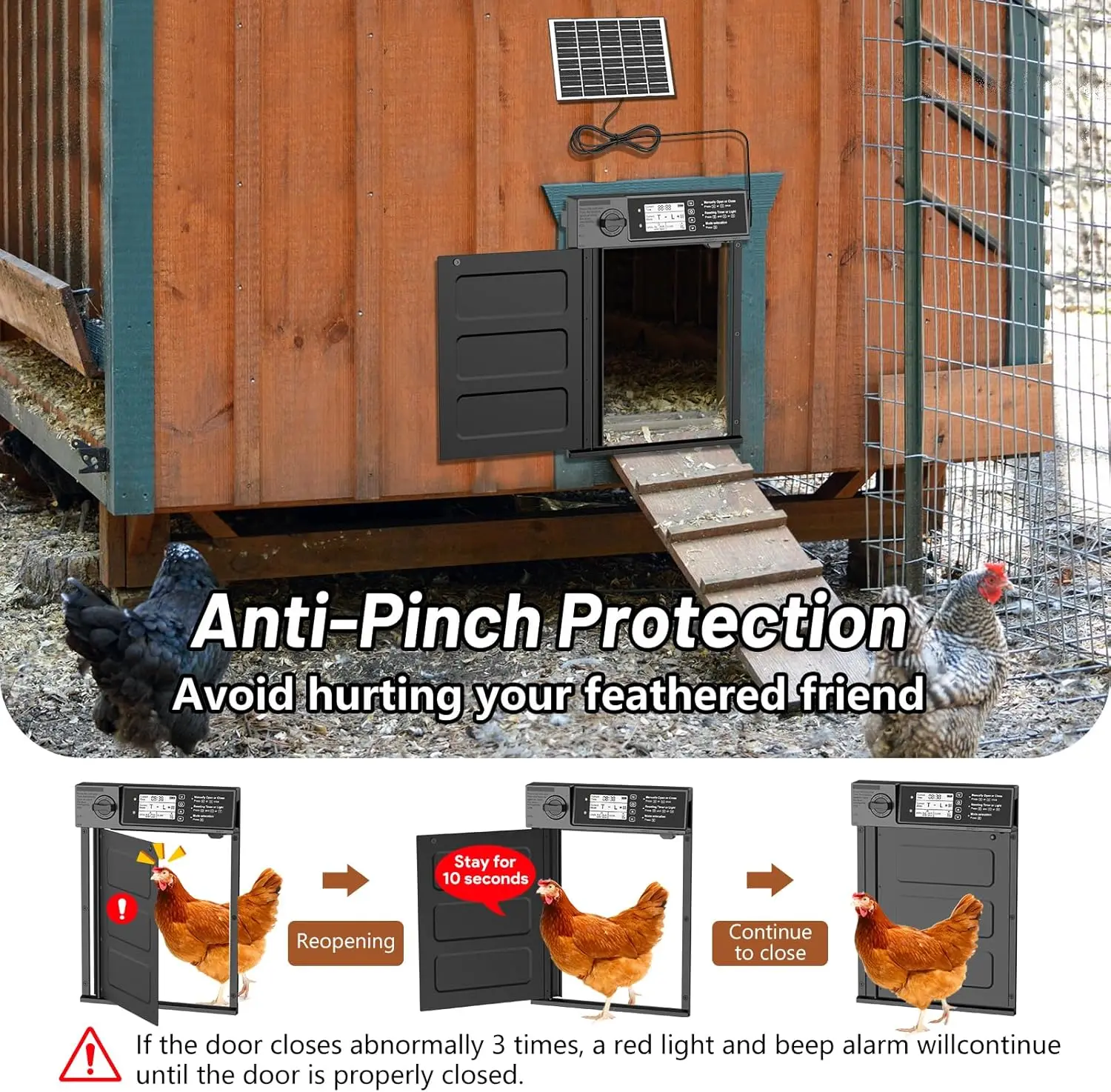 Puerta giratoria automática para gallinas resistente al agua y batería - imagen 5
