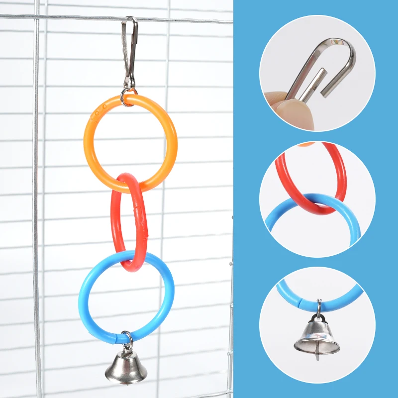 Columpio de loro colorido con campana, anillo de escalada, juguetes para molitos, cacatua gris africana, periquito, suministros para loros - imagen 2