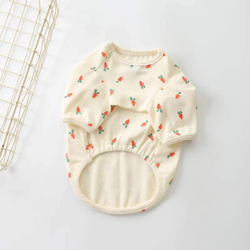 Camisa de fondo de zanahoria para mascotas, ropa de algodón gruesa, alta elasticidad, maltesa, Yorkshire, peluche, cachorro - imagen 2