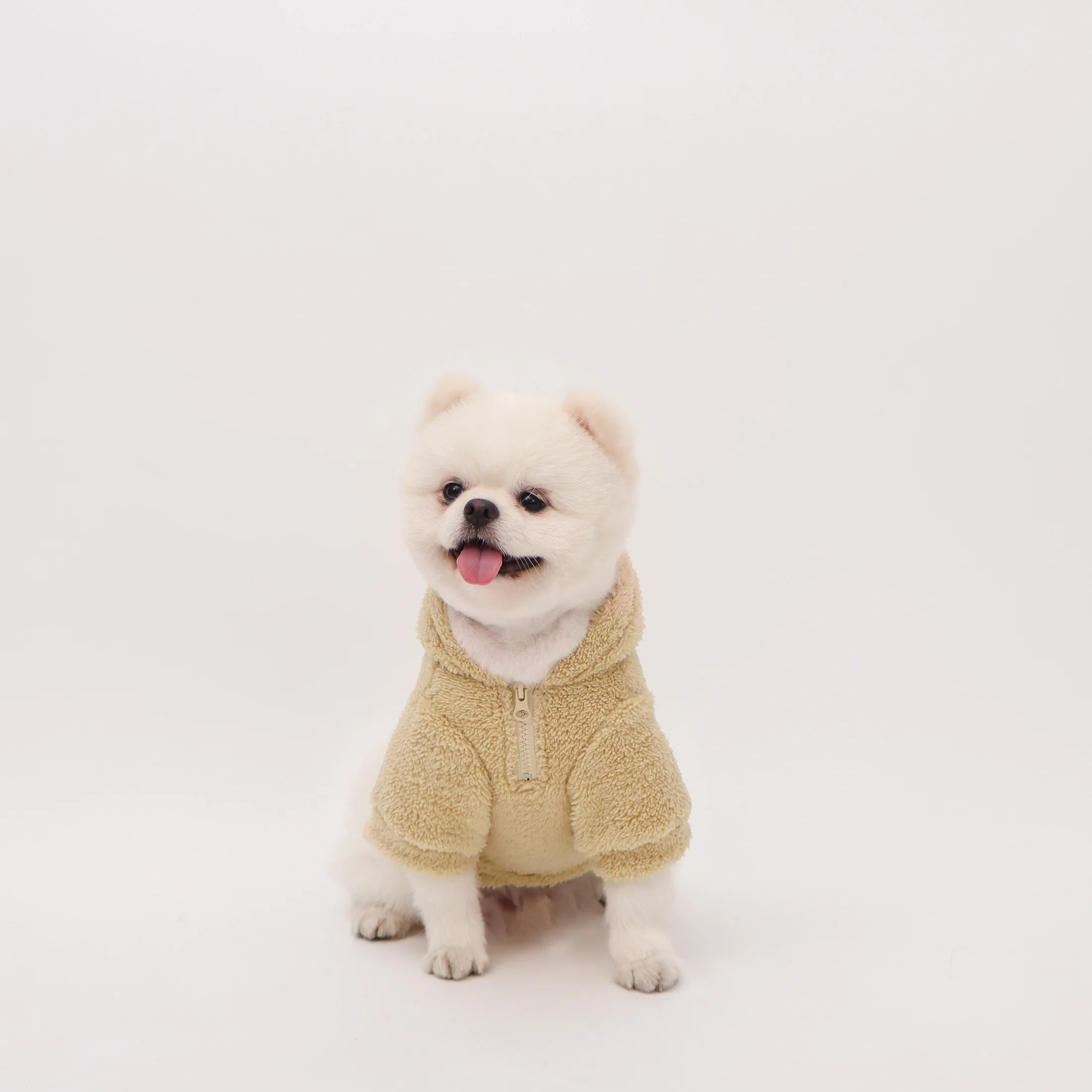 Sudadera con capucha forro polar beige para perros y gatos - imagen 5