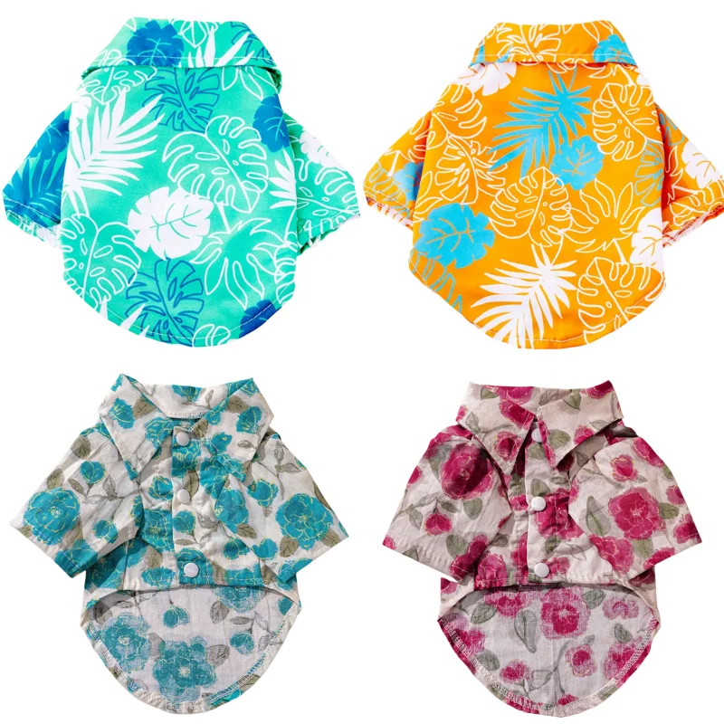 Camisa hawaiana de estilo playero para perros, ropa transpirable para perros, chaleco de lujo para cachorros, camiseta con estampado de árbol de coco para gatos, ropa para caniche para mascotas