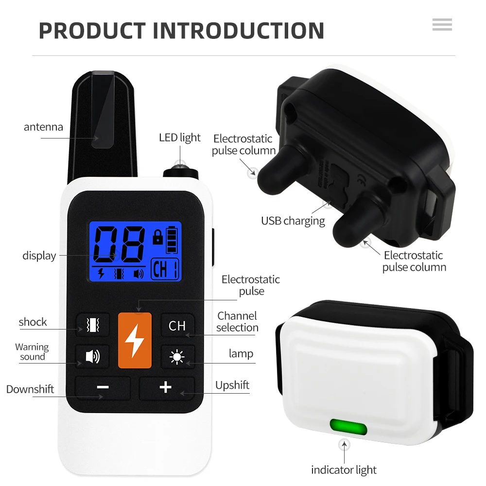 Collar de entrenamiento para perros, equipo antipuñaladas con vibración, resistente al agua, recargable, ayuda para el comportamiento de entrenamiento eléctrico - imagen 3