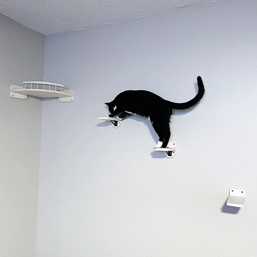 Hamaca o plataforma montada en la pared para gatos, 4 piezas, Pedal de madera para gatitos, muebles para jugar - imagen 5