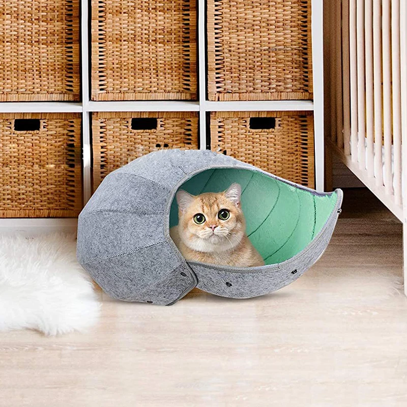 Nido semicerrado para gatos, perrera creativa, cueva de túnel transpirable para gatitos, fácil de llevar, ropa de cama para mascotas, se puede plegar en varias formas