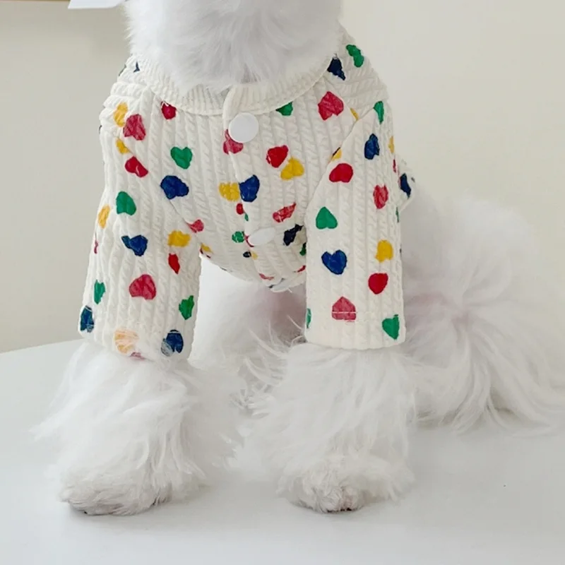 Cárdigan de amor, ropa para perros, oso de peluche de Pomerania, perro pequeño, perro maltés, ropa de Navidad, suéter para perros, ropa para gatos, ropa para perros - imagen 3