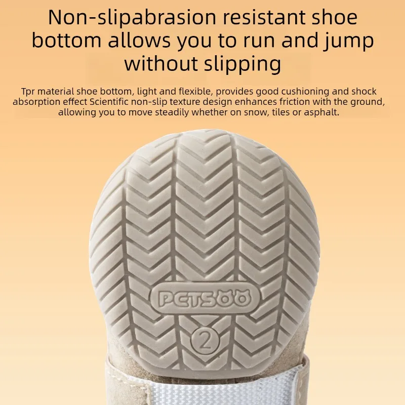 Zapatos cálidos de invierno para perros, zapatos antideslizantes Golden Retriever Bulldog, luces grandes para exteriores, botas nocturnas para cachorros, hebillas dobles de terciopelo - imagen 4