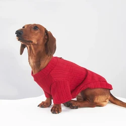 Base de invierno roja elástica suave para perros Wiener, ropa de descanso para perros tejón, pijamas de manga larga de primavera para perros salchicha