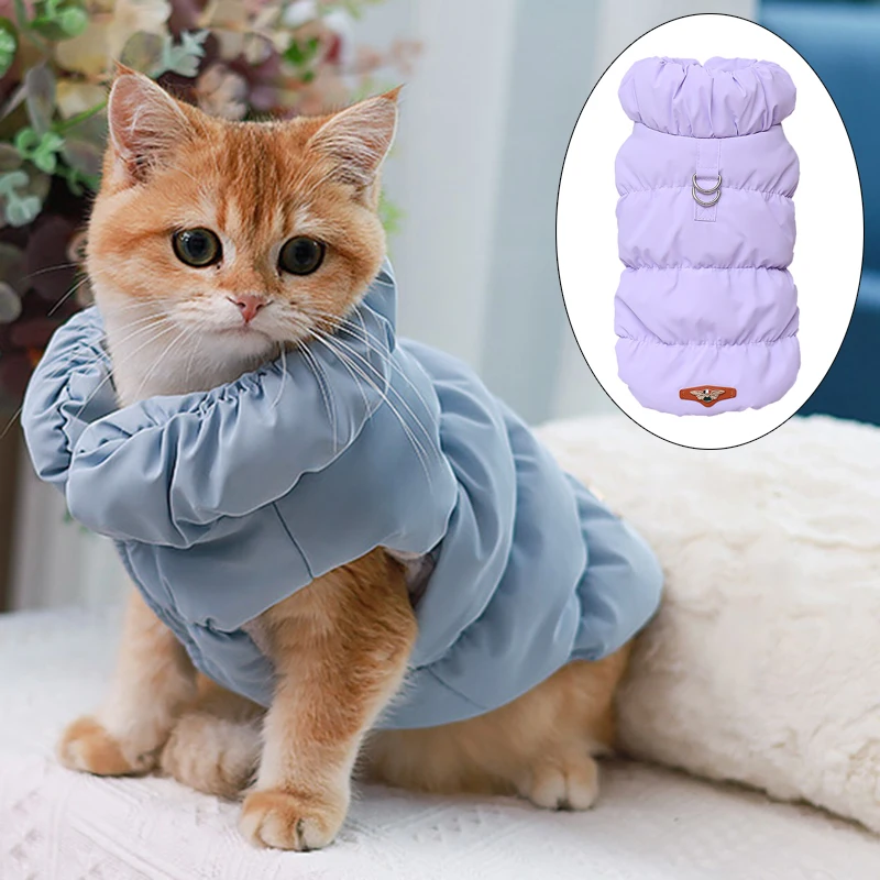 Chaqueta de plumón de gato naranja con hebilla de tracción, ropa cálida de invierno para mascotas, abrigos para gatos, Gotas, gatitos, Sphynx, ropa, chat vetement