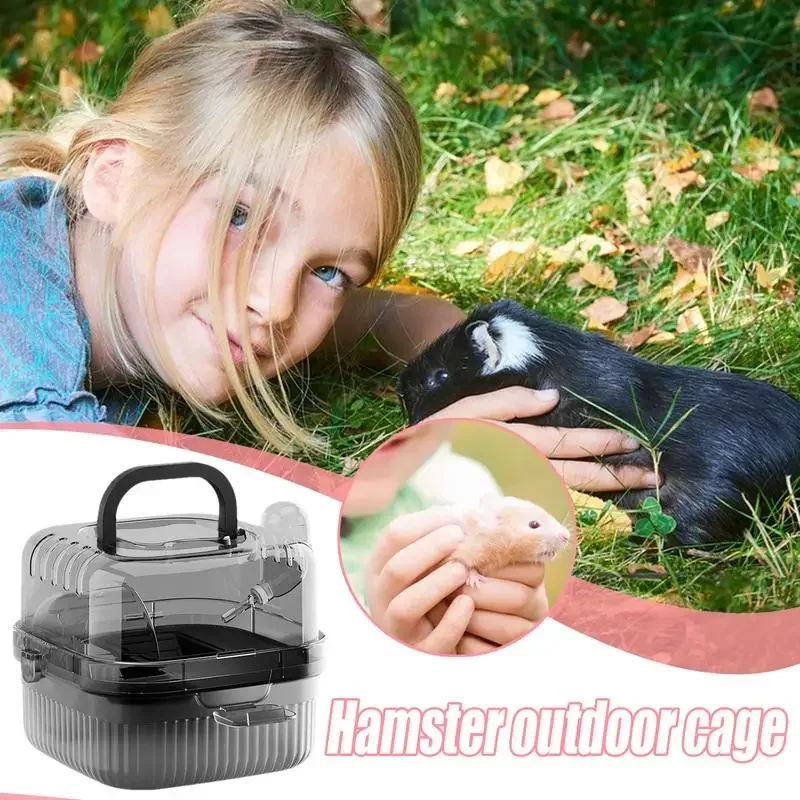 Nueva jaula para hámster, cesta exterior translúcida portátil, ramas de flores, ratones, oso de alambre dorado, bolsa exterior panorámica, suministros para mascotas - imagen 4