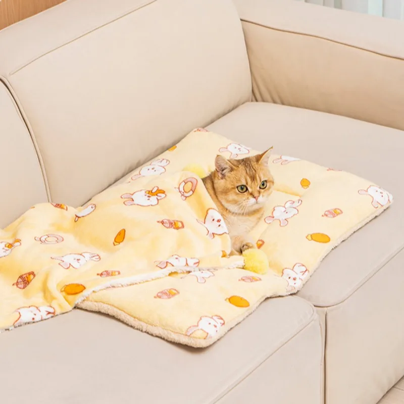 Mantas de cama cálidas de lana para Gato, almohadilla para dormir con estampado bonito para perro, manta para cachorros y gatitos, colcha suave portátil para viajes al aire libre, invierno - imagen 4