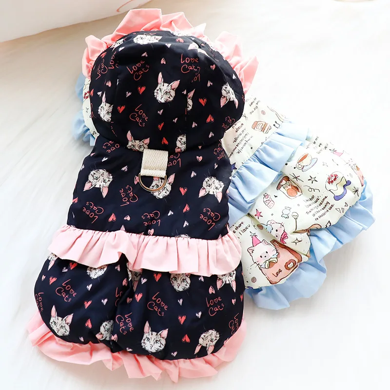 Abrigo de algodón con capucha grueso para perros y gatos, adorable diseño de dibujos animados, ropa cálida de invierno para mascotas, adecuada para cachorros - imagen 3