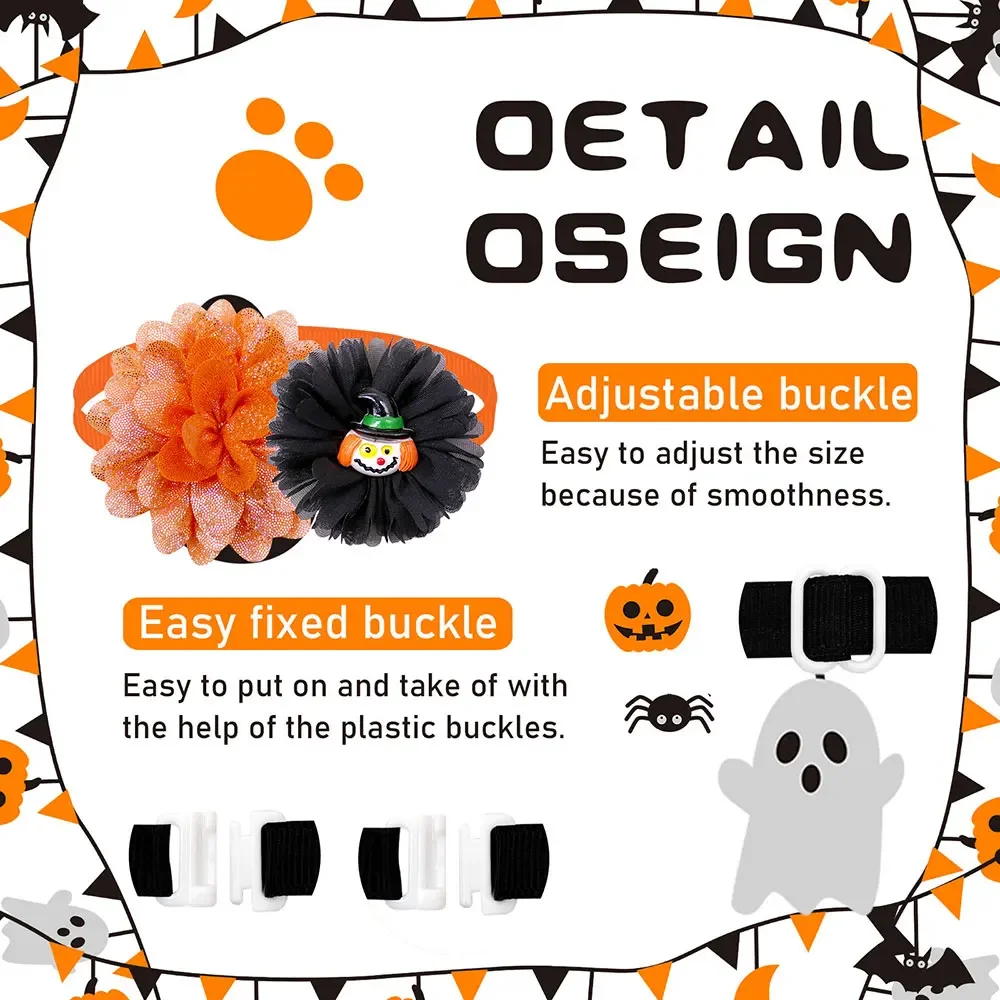 50 Uds. Pajarita para perro de Halloween, calabaza, fantasma, calavera, perro pequeño, pajarita para gato, Collar para perros, mascotas, suministros de aseo, accesorios para perros - imagen 4
