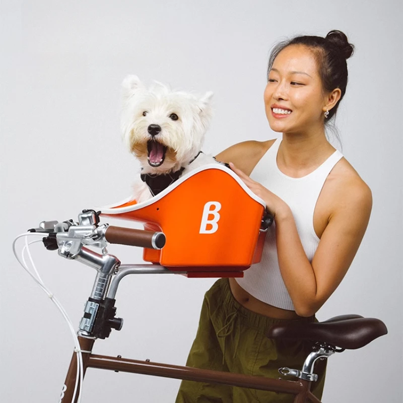 Cesta para mascotas para bicicleta de montaña, productos para asiento frontal para mascotas, estante para perros/gatos, portadores de salida, cochecito, accesorio de ciclismo portátil estable - imagen 3