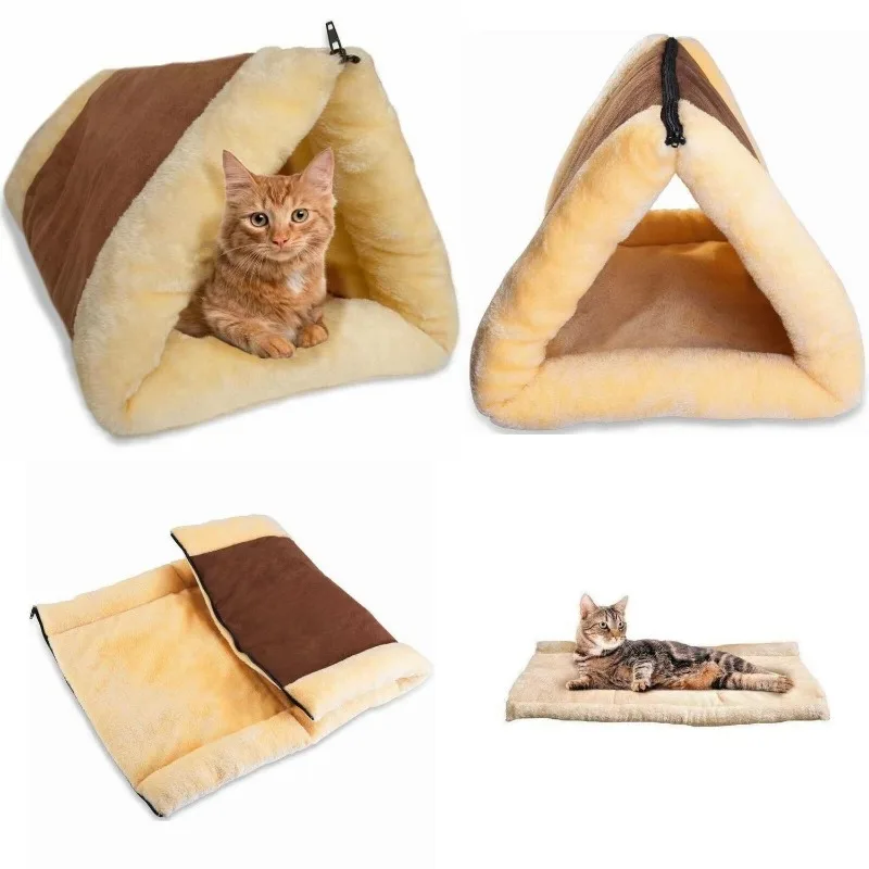 Saco de dormir para gato y perro pequeño, cama cálida para mascotas, esterilla suave para mascotas, cojín lavable, productos para mascotas, 2023 - imagen 3