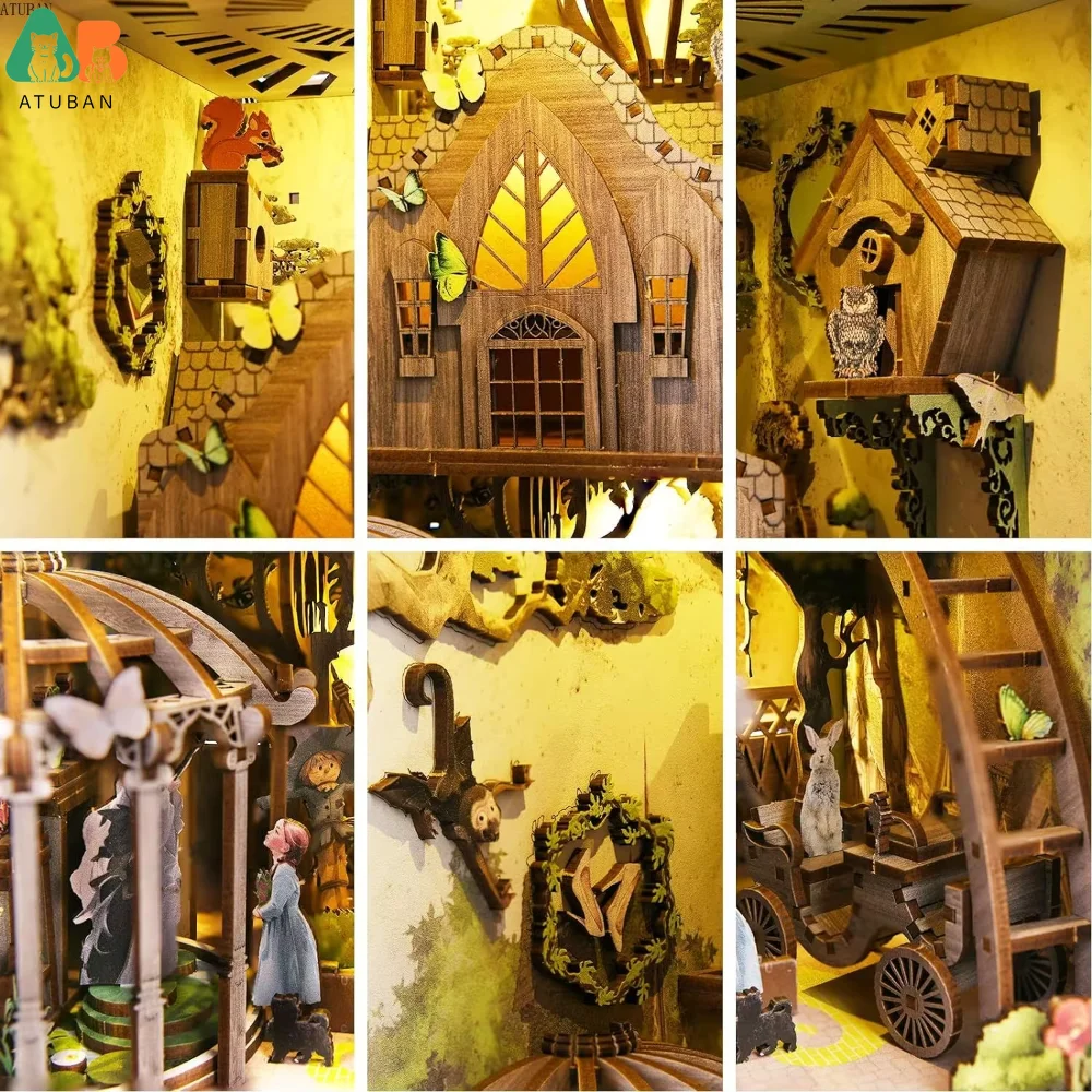 Kit de libros en miniatura 3D, juguete de rompecabezas de casa de muñecas de madera, construcción de Mini casa de muñecas, sujetalibros, decoración de estante para niños y niñas - imagen 5