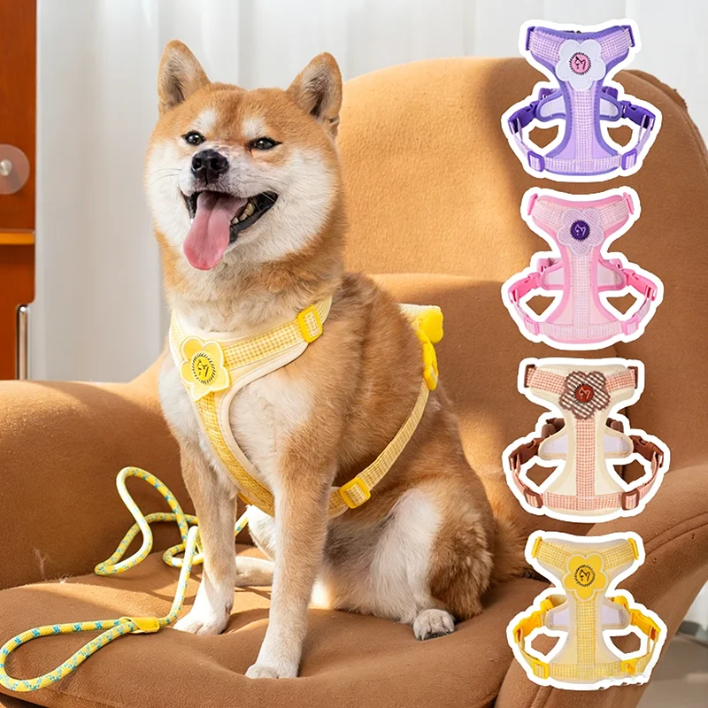 Arnés para perros sin tirones, lindo chaleco ajustable sin estrangulamiento para mascotas con correa, mango de entrenamiento de control suave para perros grandes, arnés para chaleco para perros