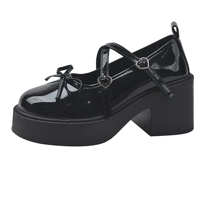 Zapatos de tacón grueso con punta redonda para mujer, zapatos Mary Jane con plataforma, zapatos de vestir para estudiantes, zapatos de tacón Lolita para mujer - imagen 5