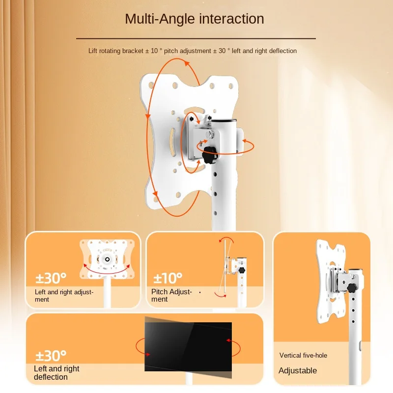 Carro de TV rodante para soporte de TV de 10-42 pulgadas, soporte para ordenador móvil, soporte Vertical para Monitor, colgador de pantalla, soporte de exhibición artístico para suelo - imagen 5