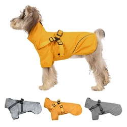 Chaqueta impermeable para la lluvia para perros con arnés, impermeable reflectante de seguridad para perros pequeños, chaquetas al aire libre para mascotas para acampar en la jungla
