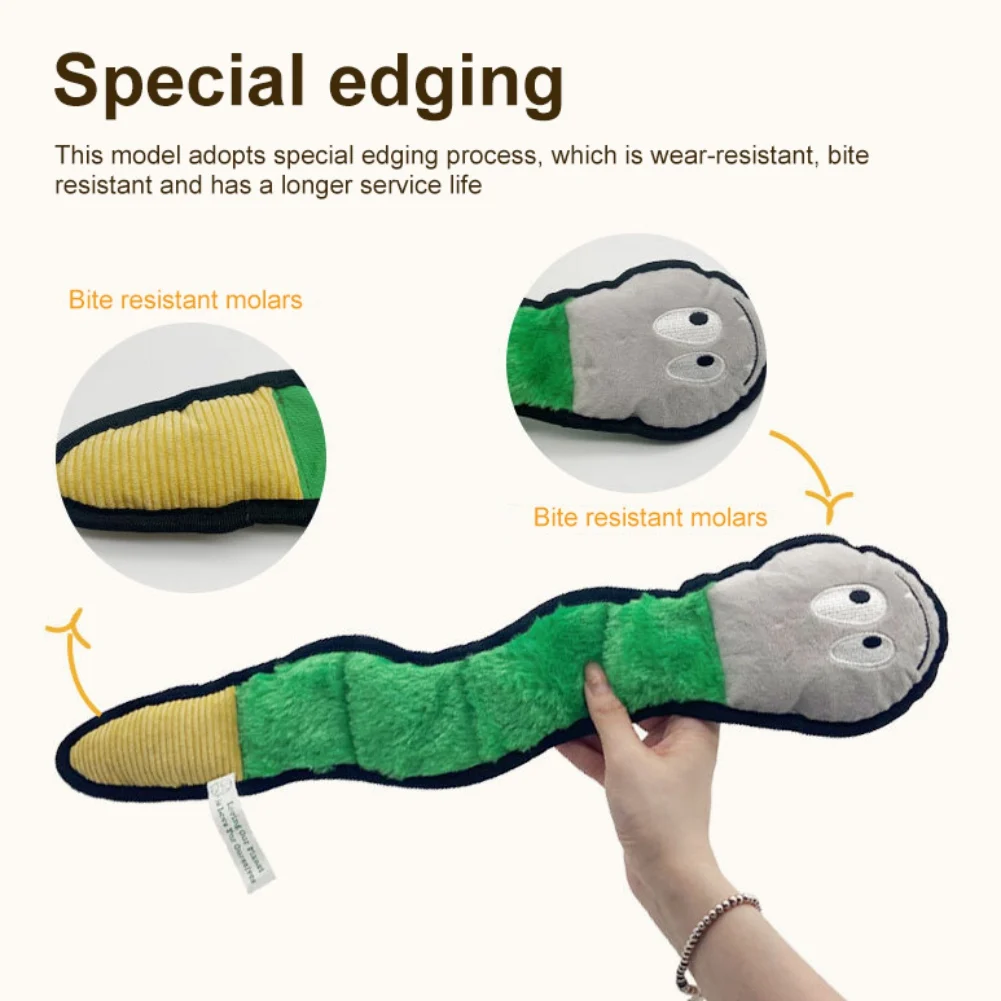 Juguetes chirriantes de felpa para perros pequeños y grandes, juguetes interactivos con forma de serpiente, Animal verde, accesorios para mascotas - imagen 5