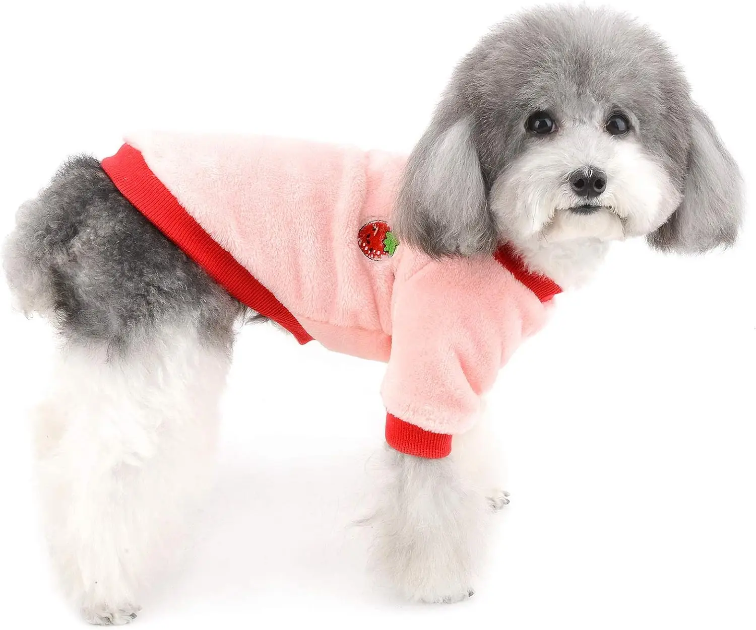 Ropa de invierno para perros, sudaderas con capucha de lana suave y cálida para perros, suéter para cachorros de fresa para perros pequeños, ropa para mascotas Yorkies - imagen 3