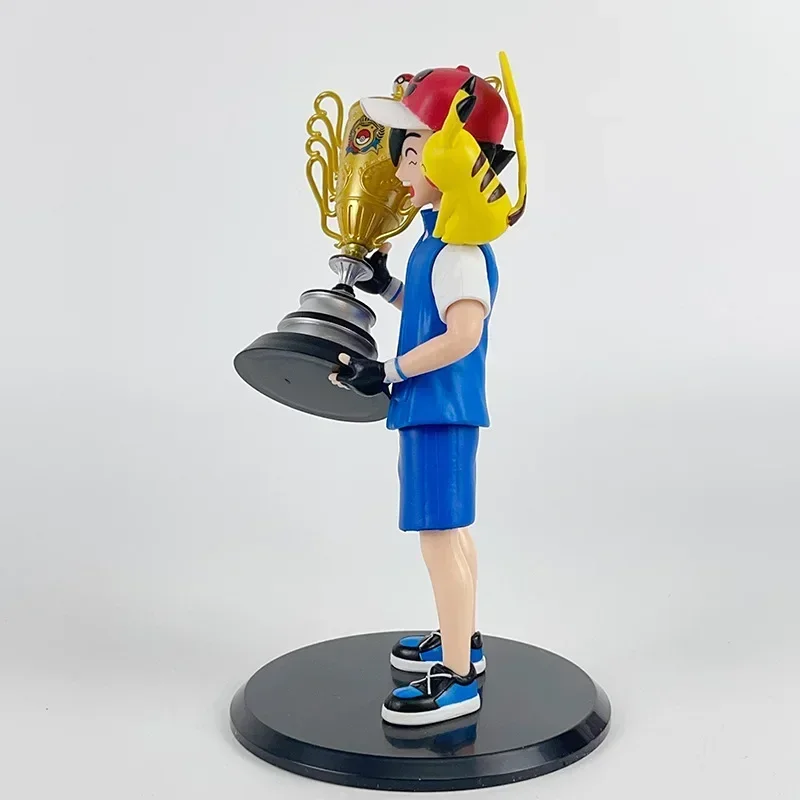 Campeón Ver de Anime Pikachu Go de 19 cm. Ash Ketchum & Pikachu PVC figura de acción estatua de dibujos animados juguetes de modelos coleccionables muñeca regalo para niños - imagen 3