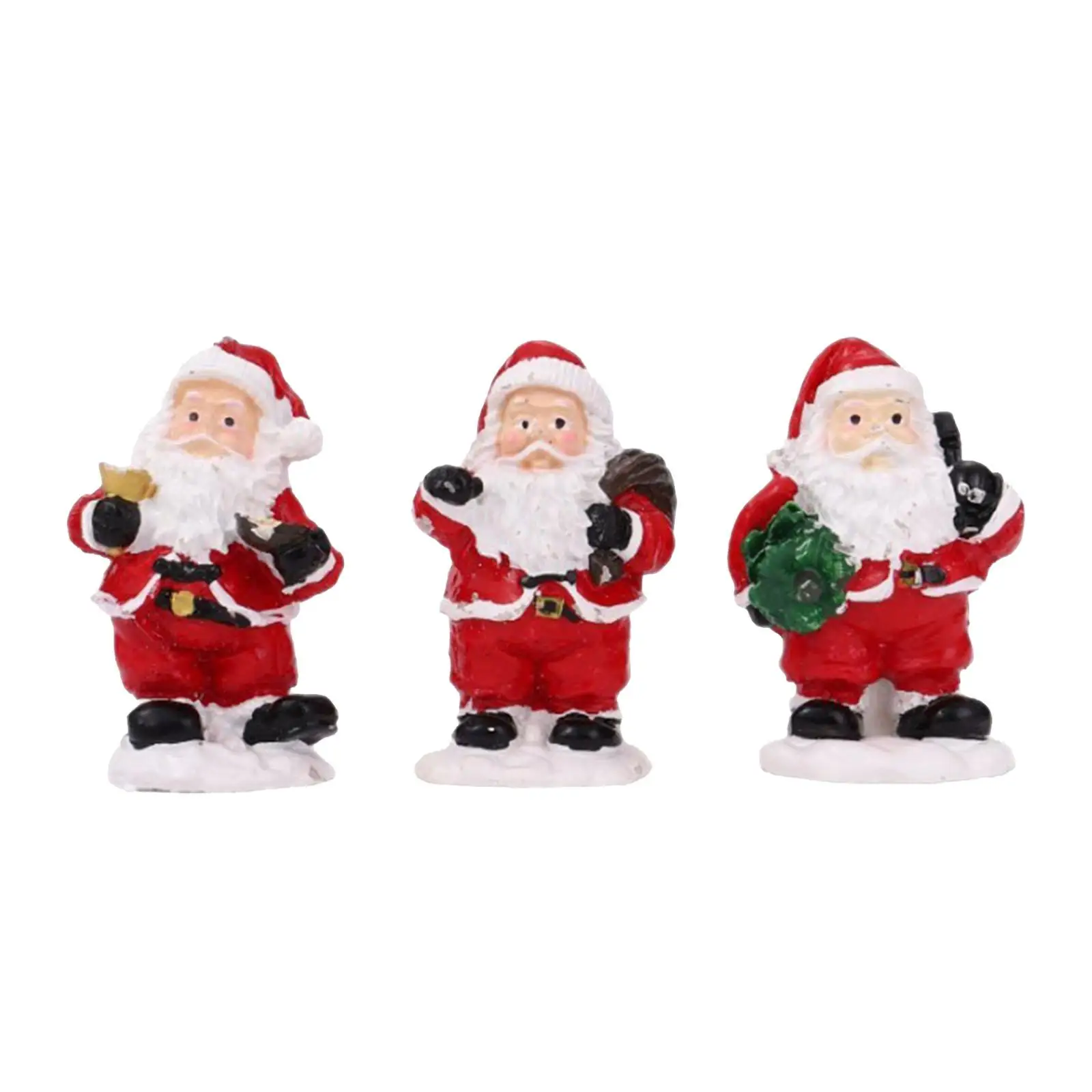 3 Pieces Miniature Santa Figurine Santa Statue Ornament Xmas Sculpture for Wedding 3 Pieces Miniature Santa Figurine Santa Statue Ornament Xmas Sculpture for Wedding