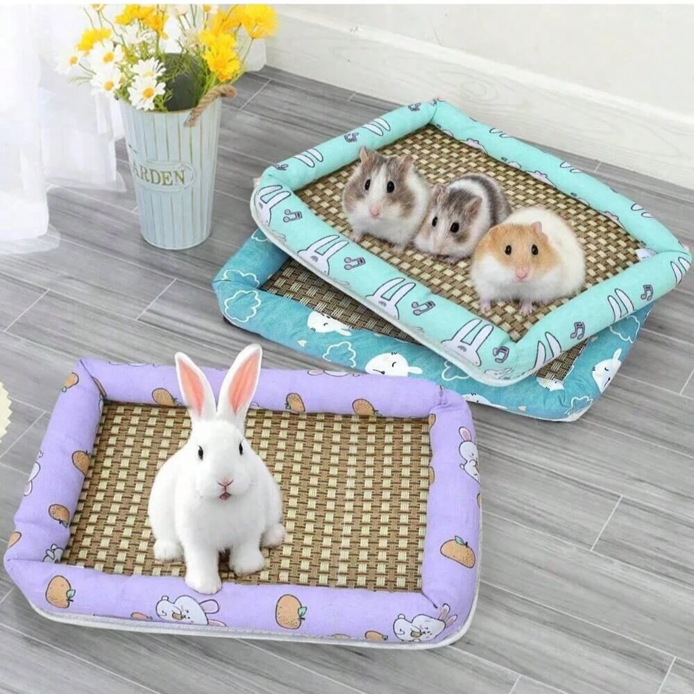 Cama refrescante de verano para mascotas, estera de ratán, cama refrescante transpirable para mascotas, gatos pequeños, perros, conejo, Chinchillas, planeador de azúcar, ardilla, hurón
