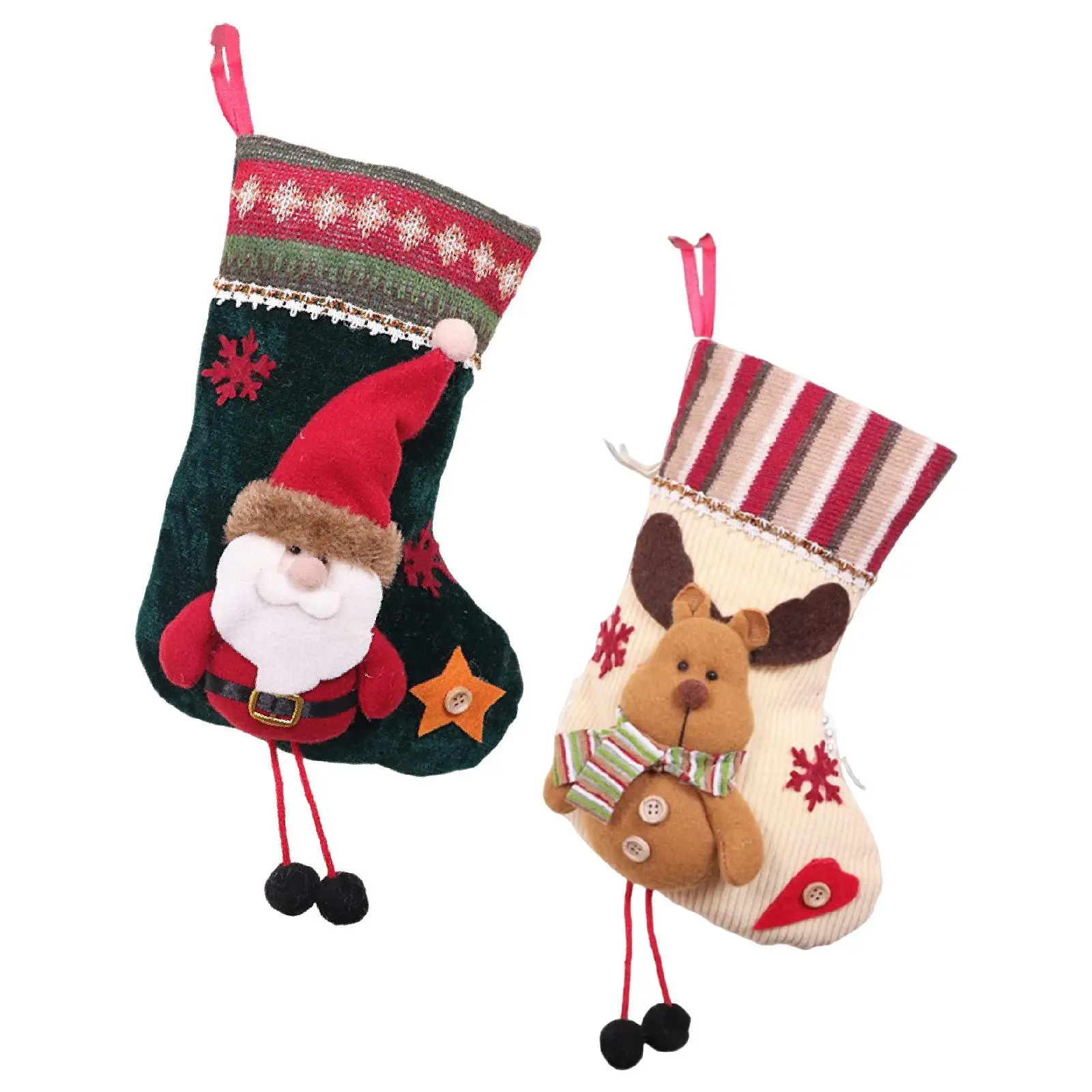Christmas Stocking Pendant Rustic Treat Bag Christmas Decoration Hanging