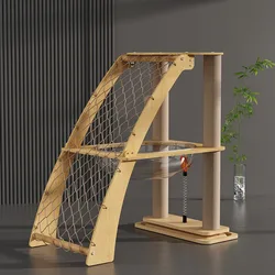 Árbol de madera para gatos con red de escalada, cama transparente para gatos, poste rascador, muebles estables para gatos, casa de juegos de actividades para gatos y gatitos de interior
