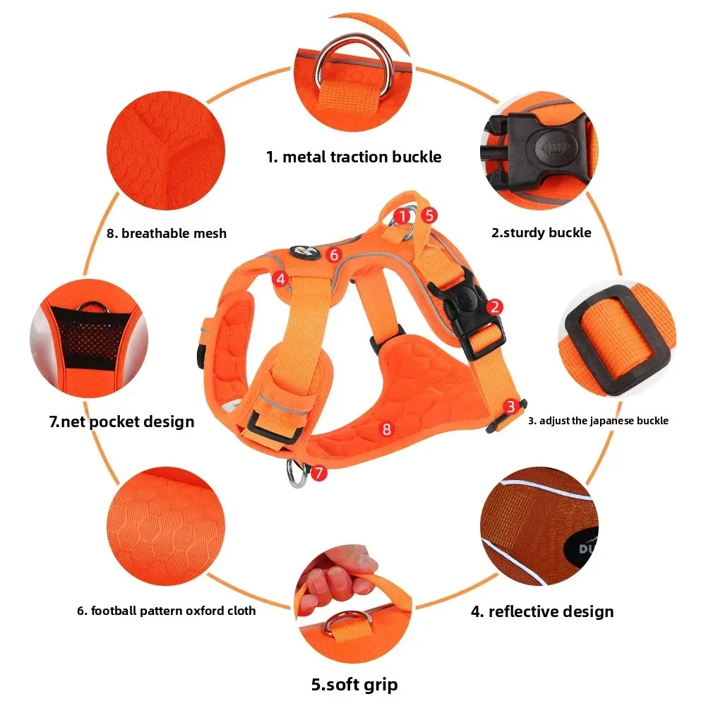 Nuevo Correa para perro, masaje suave, pecho para perro, espalda, reflectante, transpirable, antiexplosión, correa para el pecho para mascotas, productos para mascotas - imagen 4