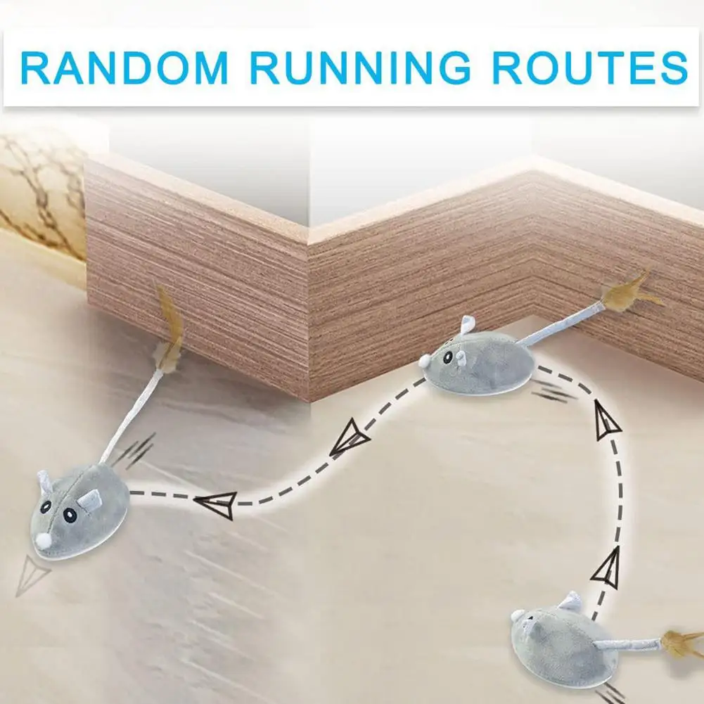 Ratón falso electrónico de felpa para gato, recargable por Usb juguete interactivo, pluma, interior - imagen 3