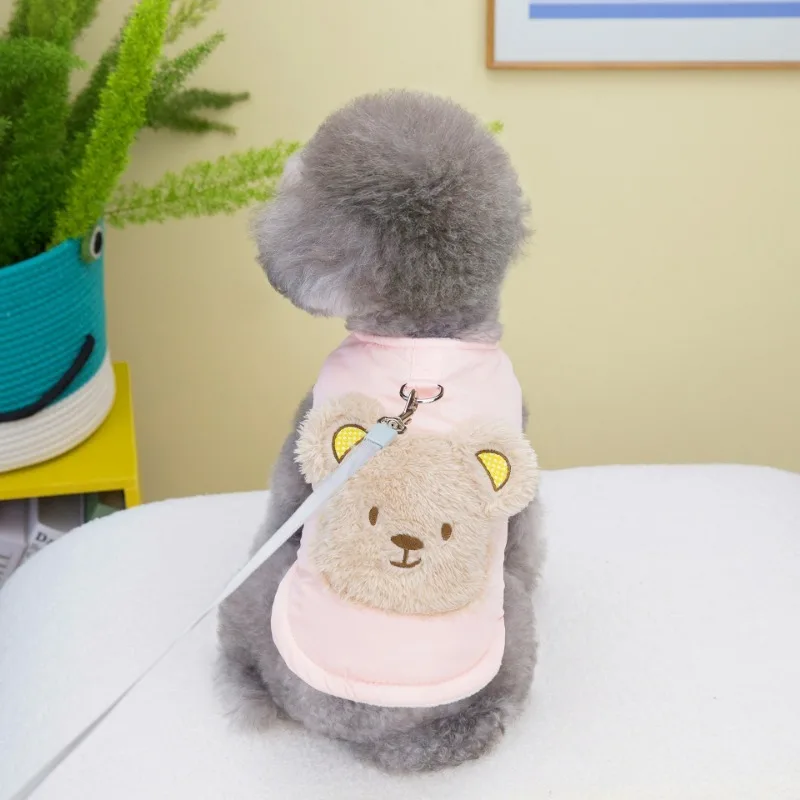 Abrigo de algodón con patrón de oso de peluche para mascotas, chaqueta cálida para perros, ropa para cachorros, ropa para perros de dibujos animados, Invierno lindo - imagen 4