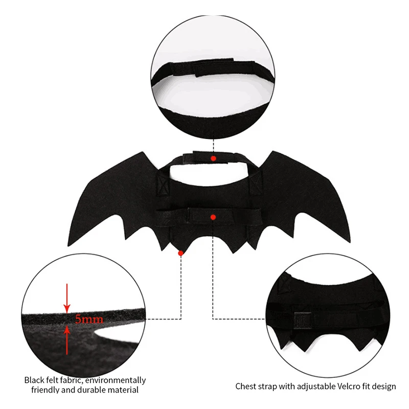 Fashion Cat Clothes Bat Wings Funny Dog Costume Artificial Wing Pet Cosplay Prop Halloween Christmas Cat Costume Pet Products - imagen 3