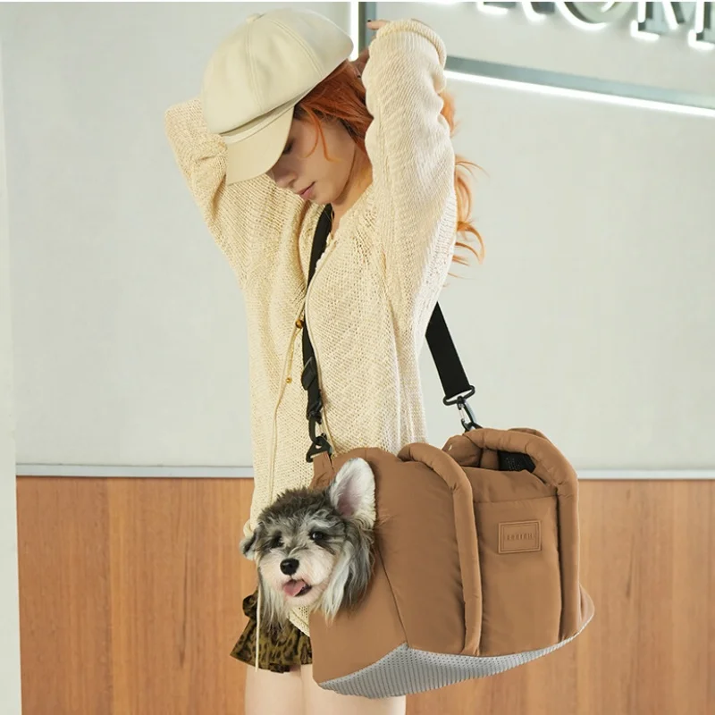 Bolsa transportadora para perros con correa bien acolchada, transportador para perros de mascotas de lado suave, bolso de mano para perros, portador para mascotas de gran capacidad - imagen 5