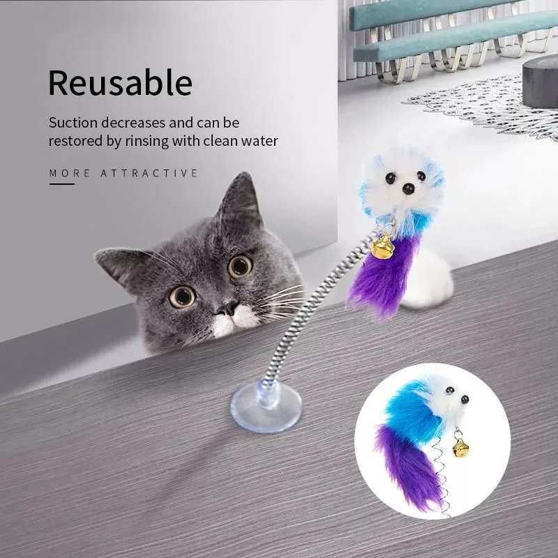Cartoon Pet Cat Toy Stick Feather Rod Mouse Toy with Mini Bell Cat Catcher Teaser Interactive Cat Toy Kitten игрушки для кошек - imagen 3