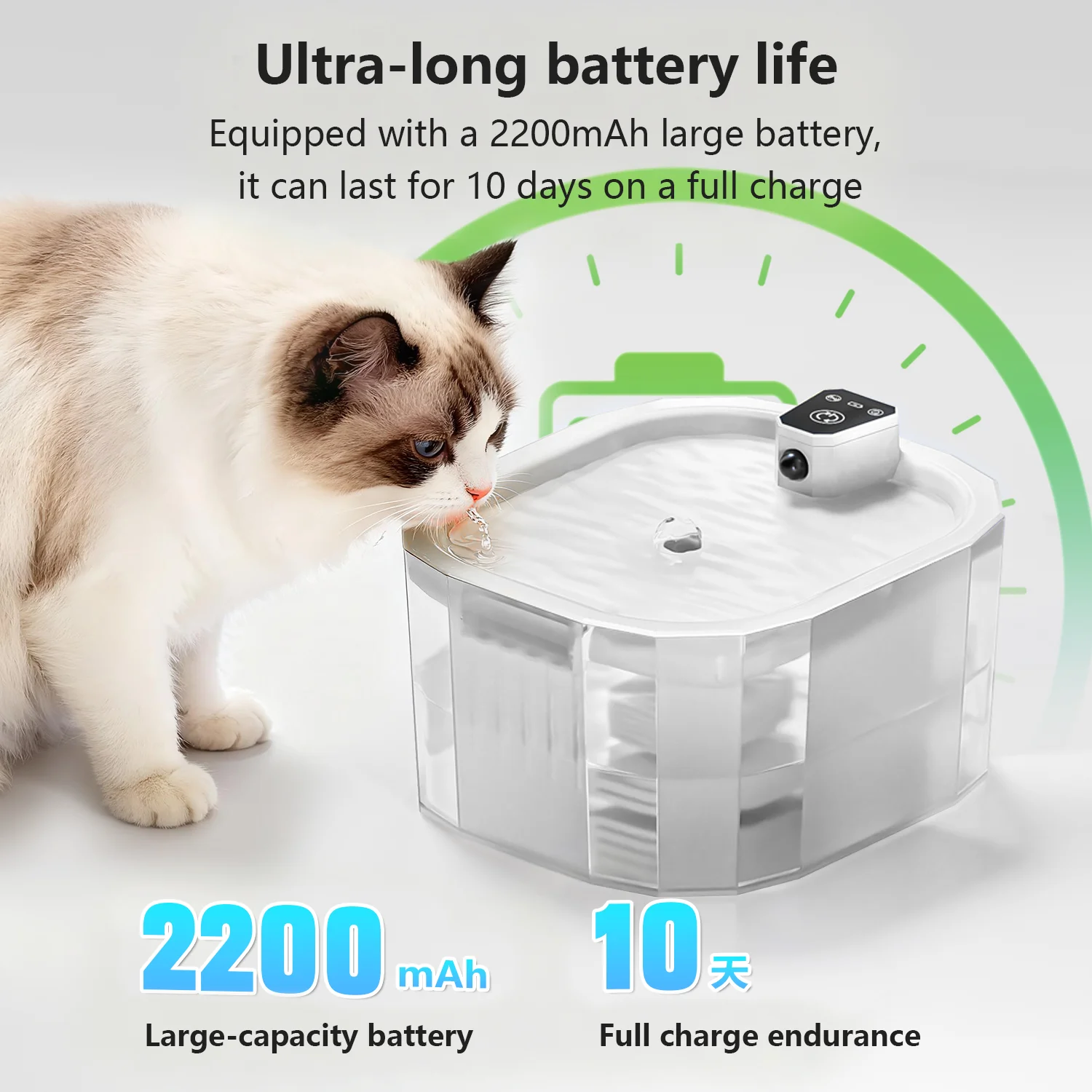 Fuente de agua automática para gatos con filtro y sensor movimiento - imagen 3
