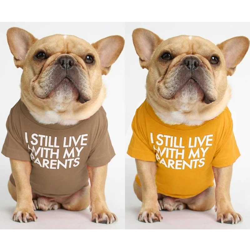 Camisetas con estampado de letras para perros pequeños y medianos, ropa transpirable de algodón para mascotas, camisa para cachorros, ropa para perros de primavera y verano - imagen 2