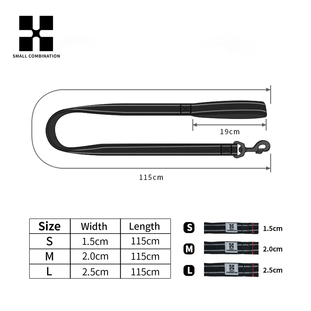 Correa para perros de combinación PEQUEÑA para perros pequeños, medianos y grandes, malla de nailon resistente, acolchada, reflectante, entrenamiento para caminar, correa para perros grandes - imagen 2