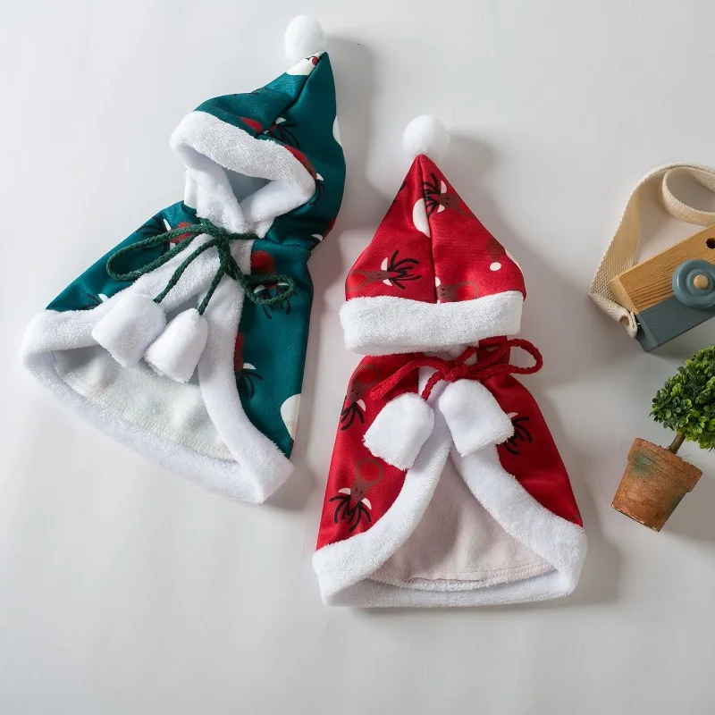 Ropa de Navidad para perros, capa de bola, abrigo de felpa para mascotas, sombrero, ropa para cachorros, accesorios para perros, Año Nuevo
