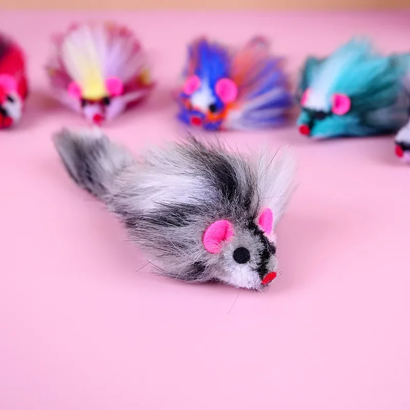 Lote de juguetes para gatos – ratones peluche y plumas coloridas - imagen 5